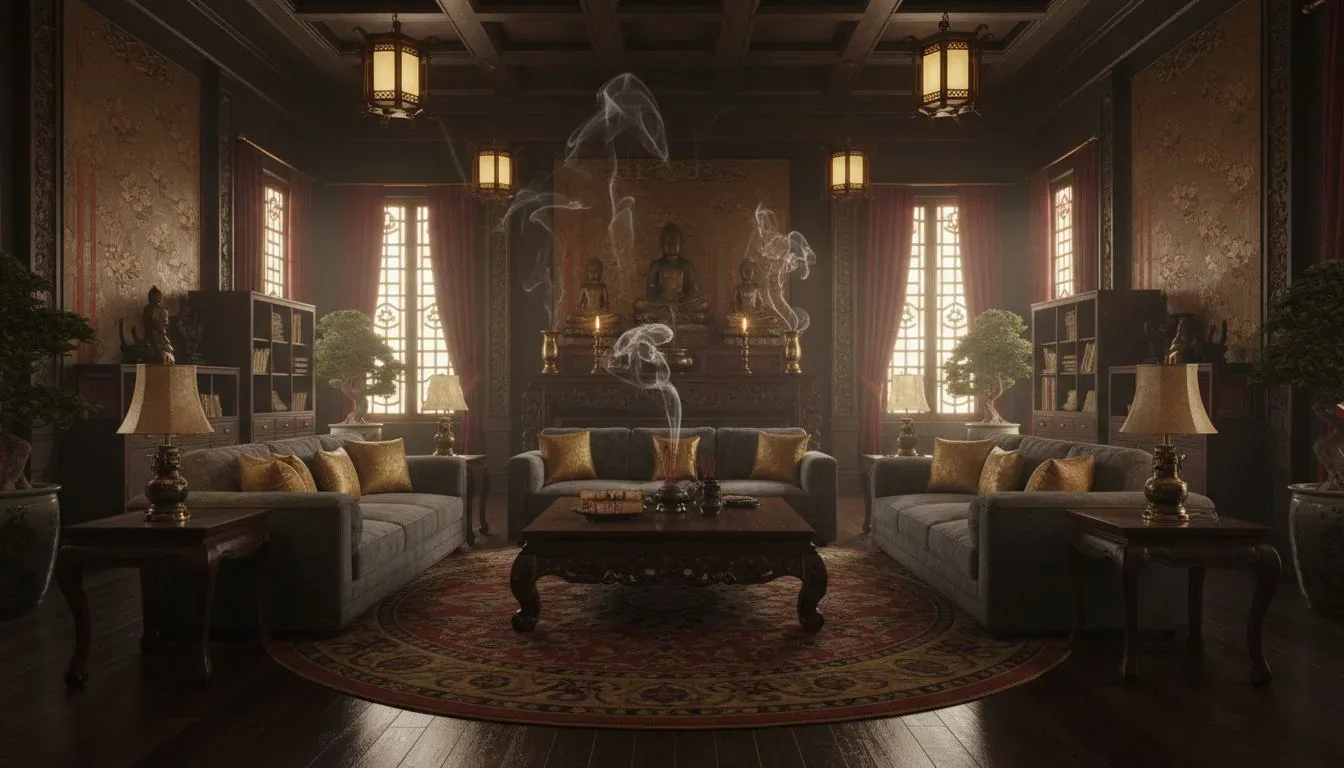 Cozy living room space featuring a family ancestral altar