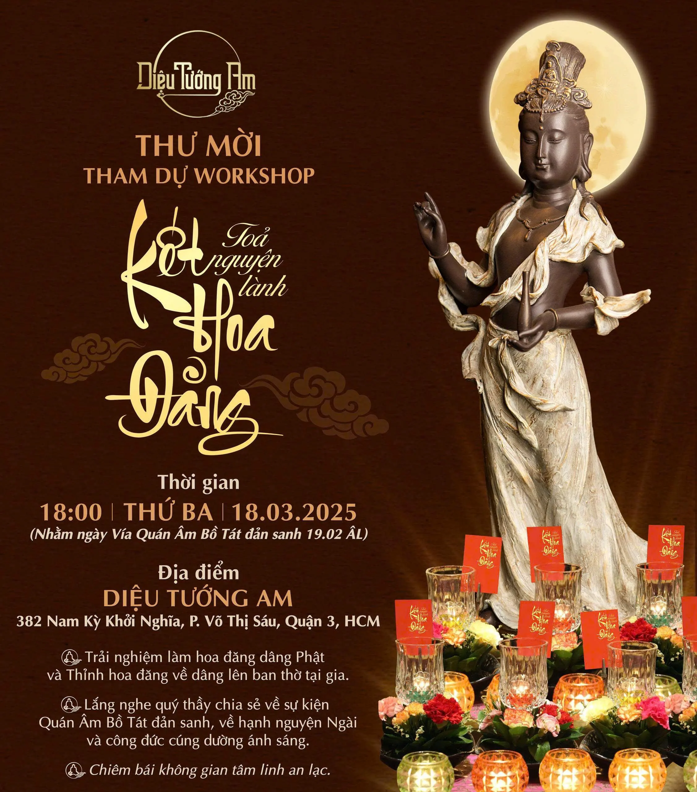 WORKSHOP “KẾT HOA ĐĂNG - TỎA NGUYỆN LÀNH” - KỶ NIỆM KHÁNH ĐẢN QUÁN THẾ ÂM BỒ TÁT