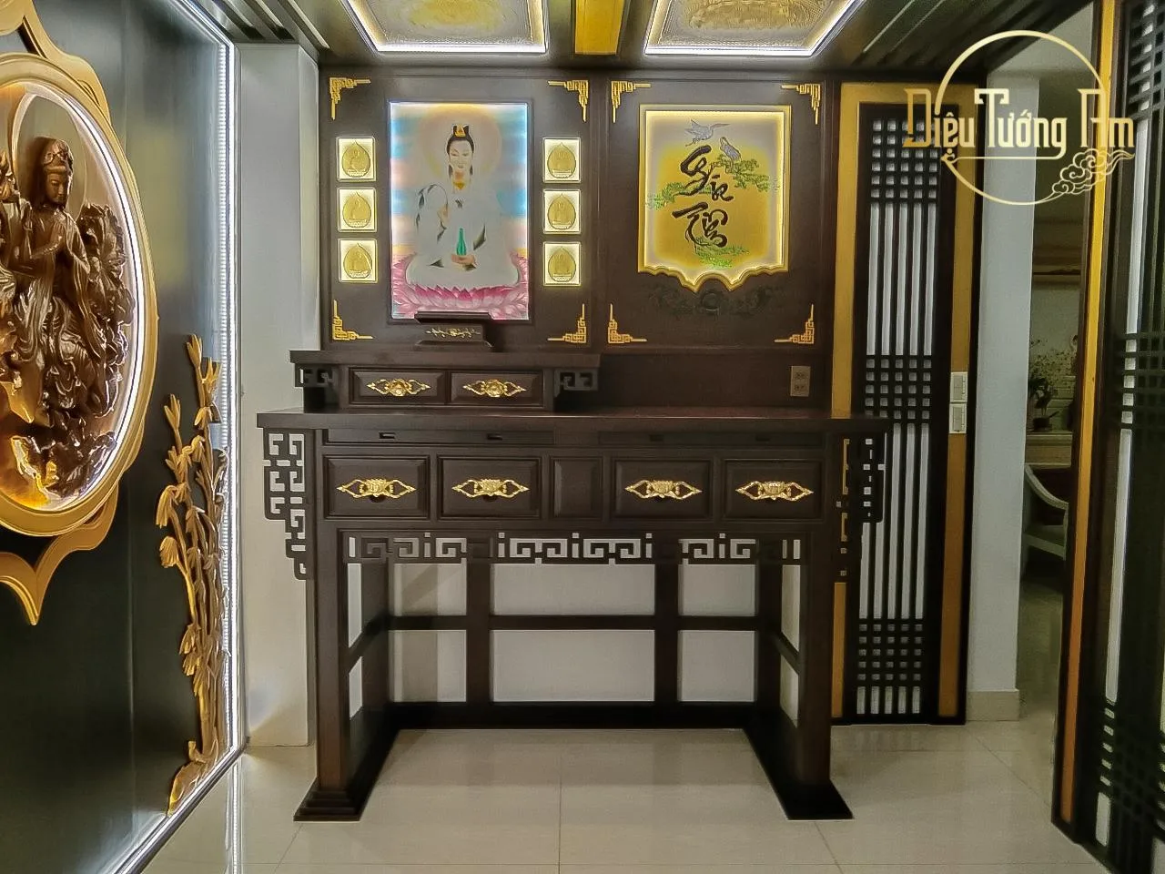 Ảnh: Dự án Thiết trí - Thi công phòng thờ hoàn thiện - Được thực hiện bởi Diệu Tướng Am