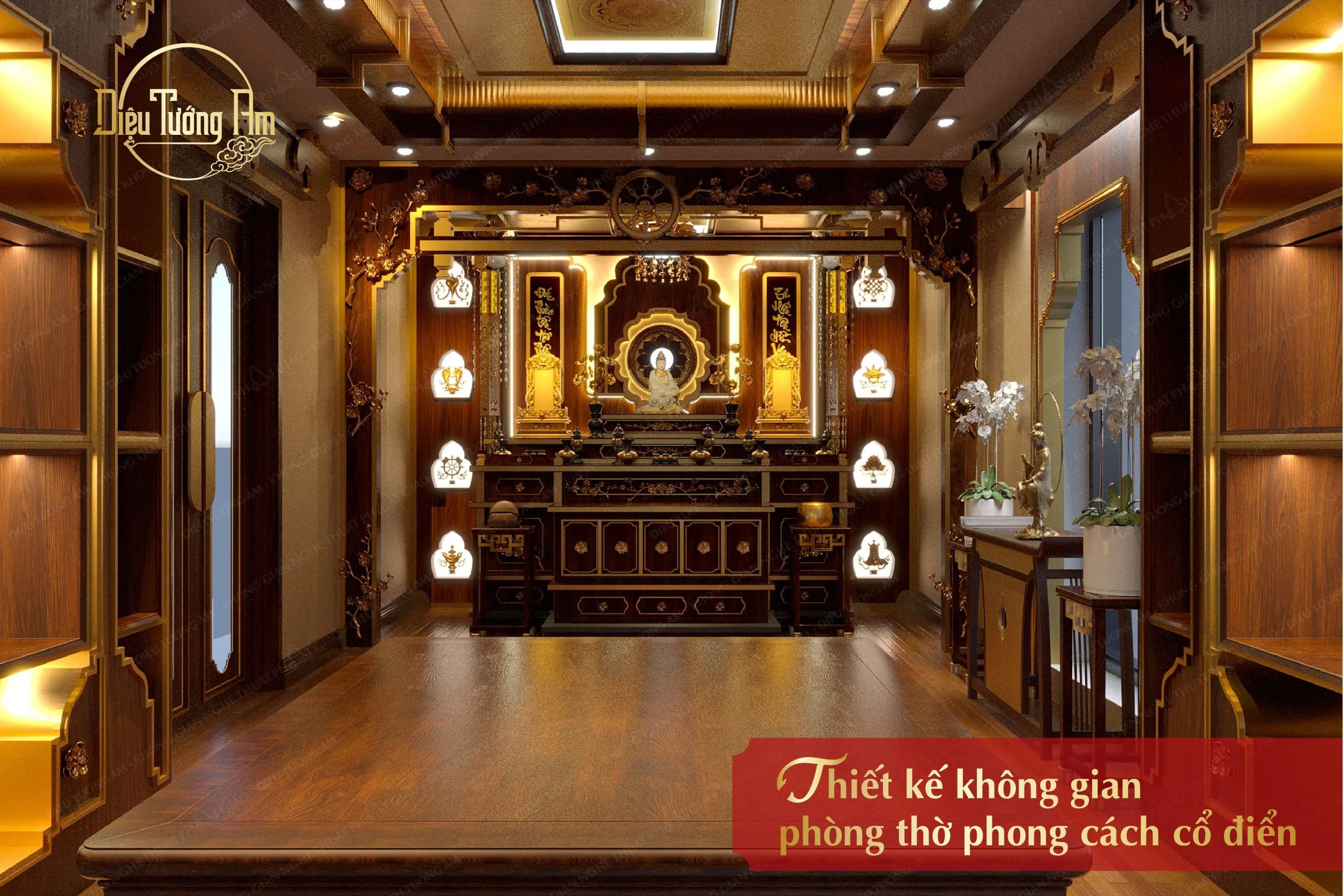 XU HƯỚNG THIẾT TRÍ KHÔNG GIAN PHÒNG THỜ PHONG CÁCH CỔ ĐIỂN TRANG TRỌNG MANG ĐẾN TÀI LỘC SUNG TÚC CHO GIA CHỦ