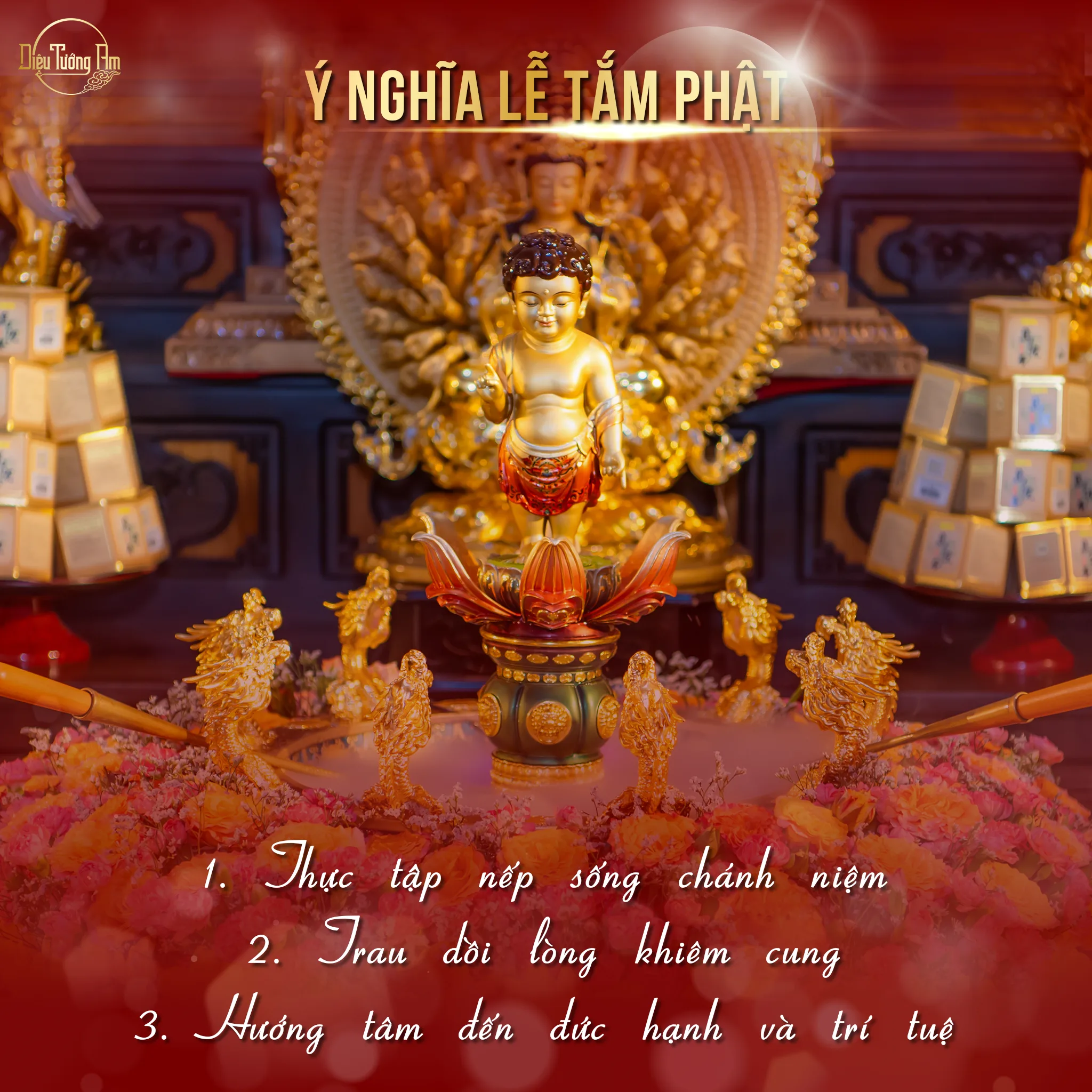 ĐÓN MỪNG LỄ KHÁNH ĐẢN 2024 - HÀNH TRÌ NGHI THỨC TẮM PHẬT TẠI GIA MANG NHIỀU Ý NGHĨA LỢI LẠC