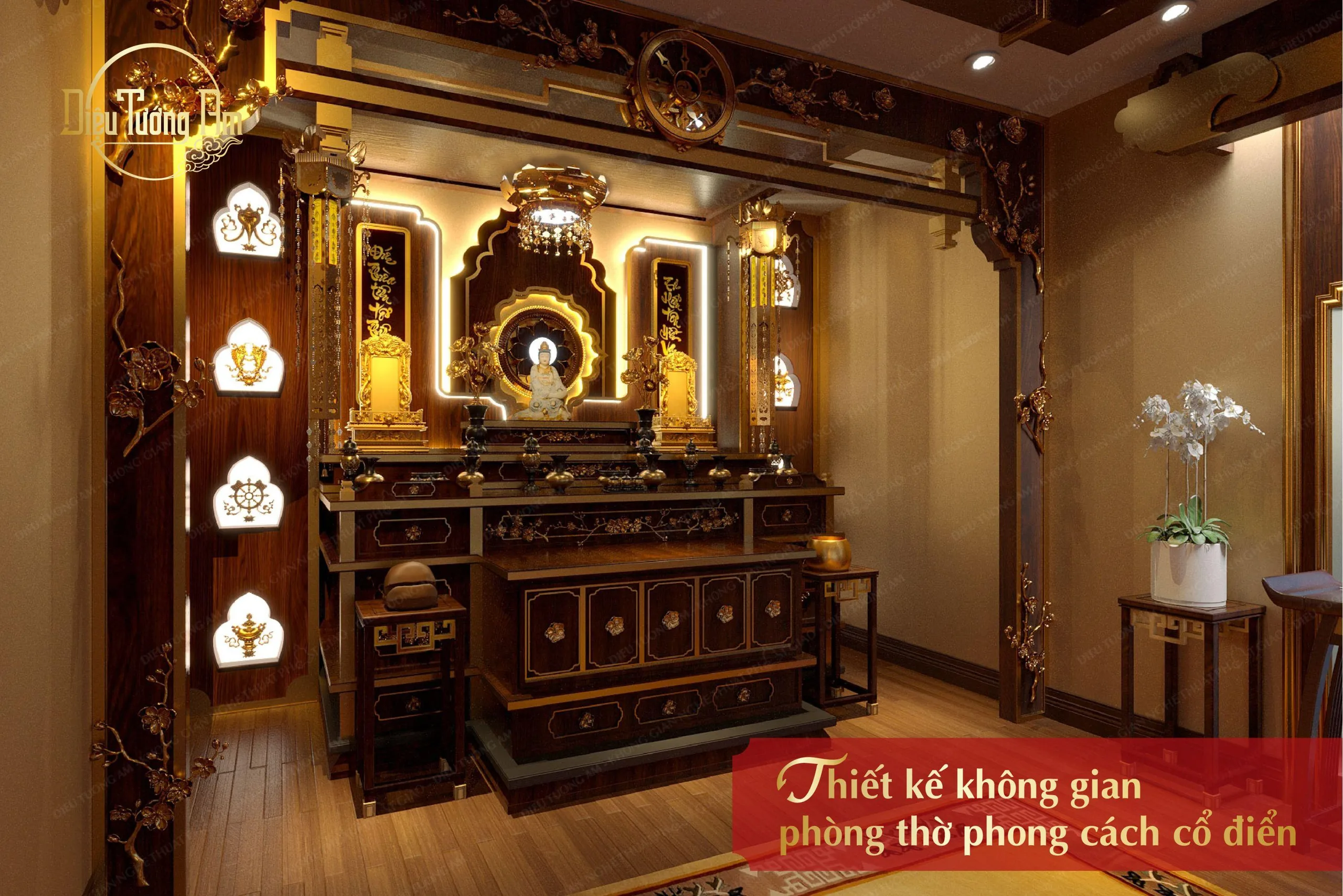 Ảnh: Thiết trí không gian phòng thờ cổ điển - Đơn vị phát hành Diệu Tướng Am