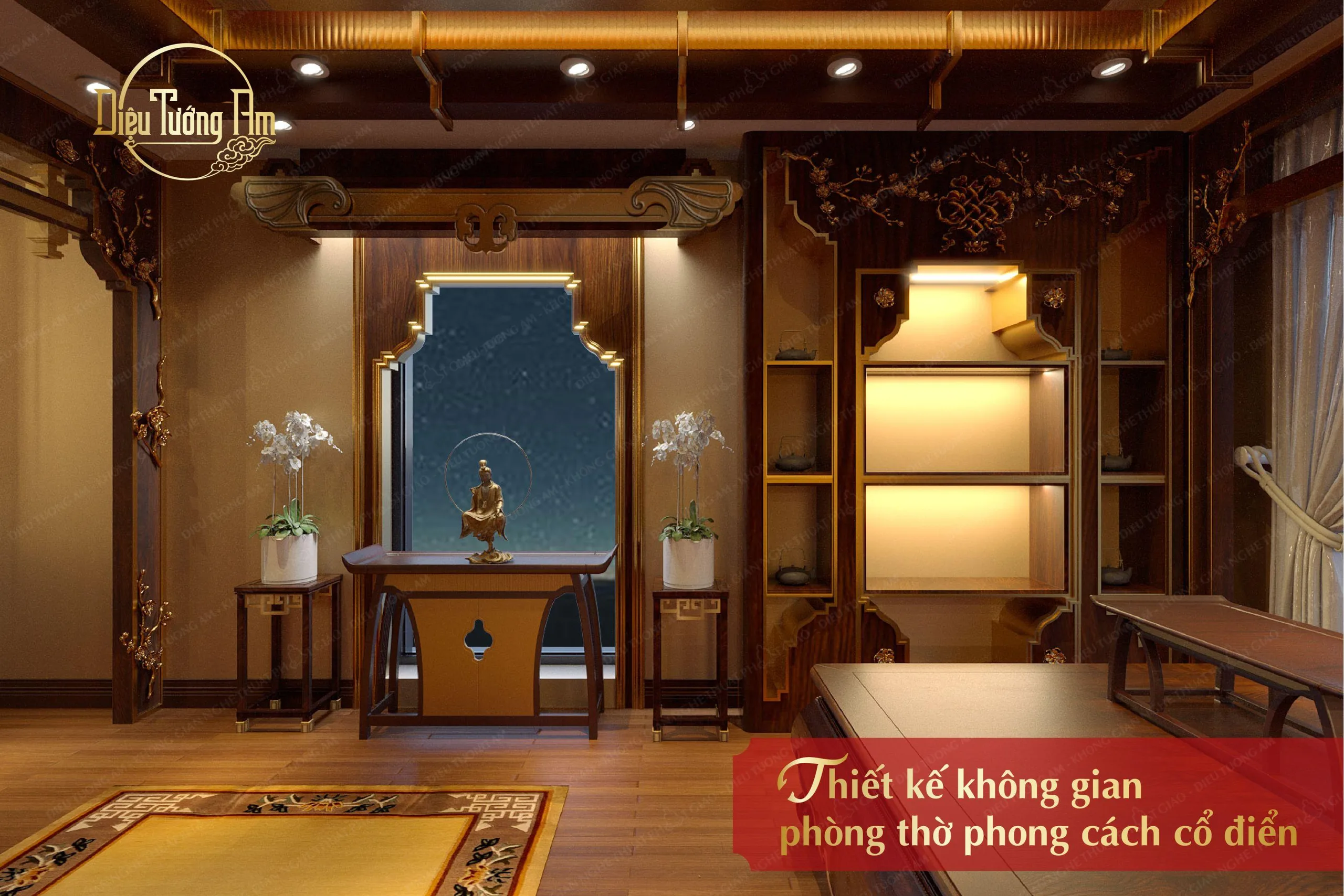 XU HƯỚNG THIẾT TRÍ KHÔNG GIAN PHÒNG THỜ PHONG CÁCH CỔ ĐIỂN TRANG TRỌNG MANG ĐẾN TÀI LỘC SUNG TÚC CHO GIA CHỦ