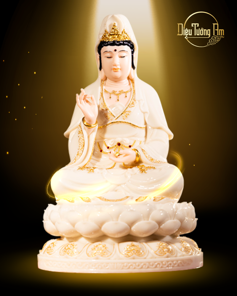TƯỢNG QUÁN THẾ ÂM BỒ TÁT DẠ QUANG - BỘT ĐÁ - 68CM