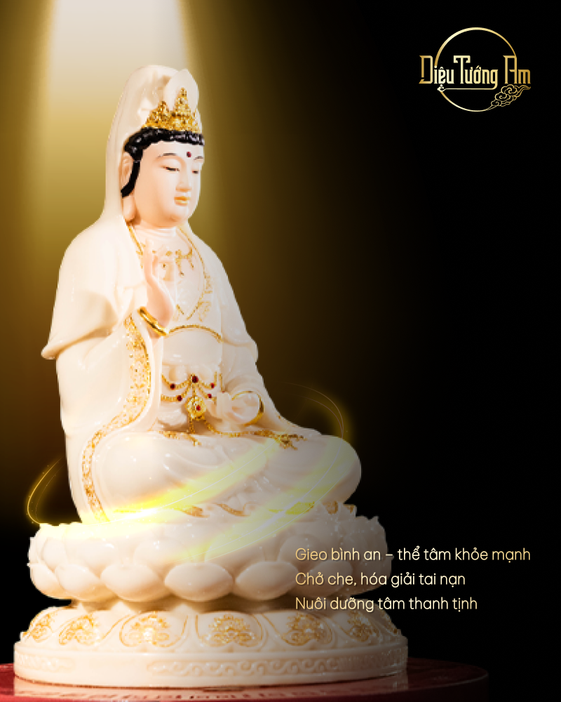 TƯỢNG QUÁN THẾ ÂM BỒ TÁT DẠ QUANG - BỘT ĐÁ - 68CM