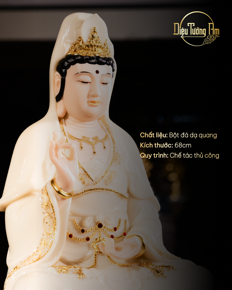 TƯỢNG QUÁN THẾ ÂM BỒ TÁT DẠ QUANG - BỘT ĐÁ - 68CM