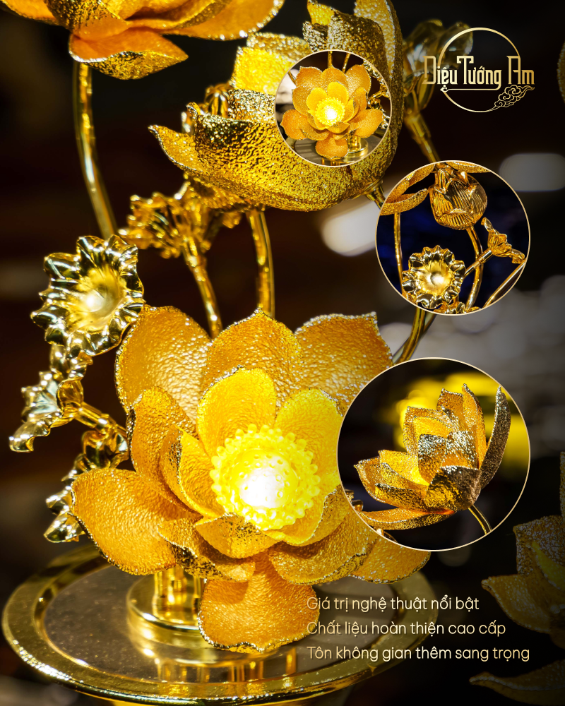 CẶP BÌNH NGŨ LIÊN HOA THẾP KIM - 70CM