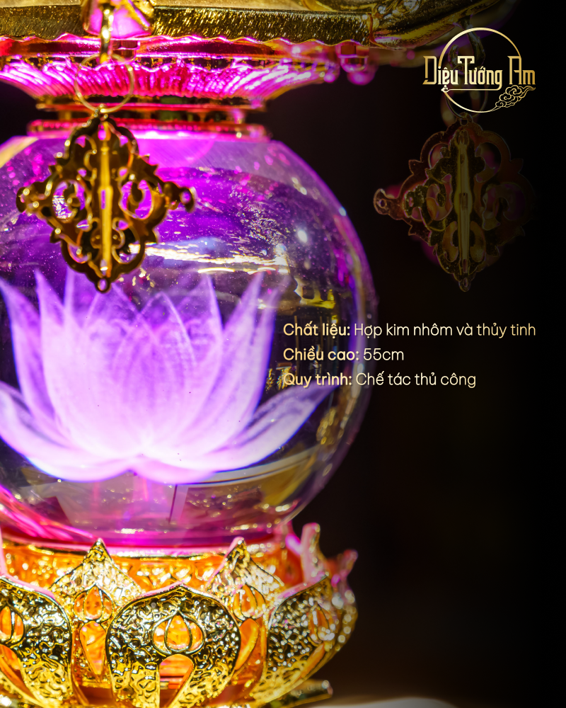 CẶP ĐÈN THỜ NHỊ TẦNG LIÊN DIỆP SONG ĐĂNG - 55CM